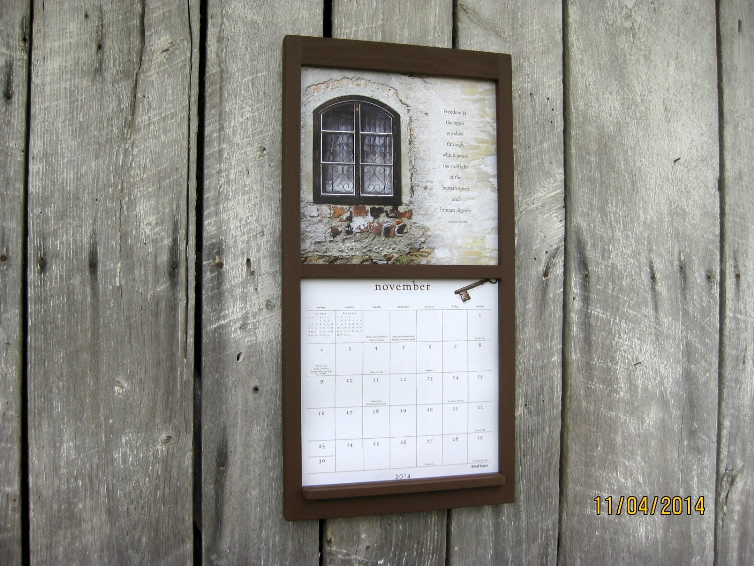 12 x 24 Calendar Wood Frame Holder in Warm by