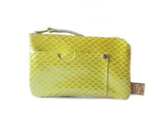 mini wallet yellow leather card case key holder