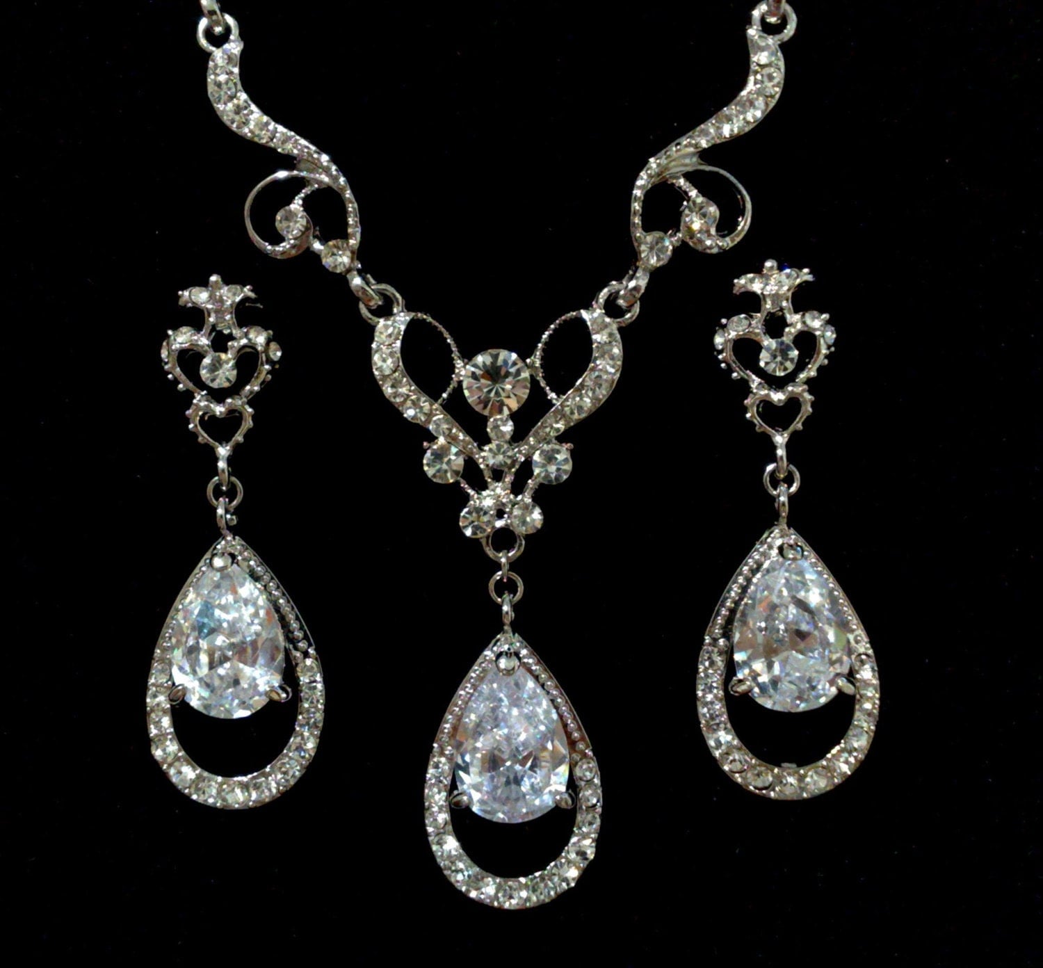 Cz Bridal Jewelry Set Swarovski Crystal Bridal Earrings