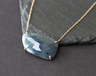Custom Natural Rose Cut Blue Sapphire Necklace