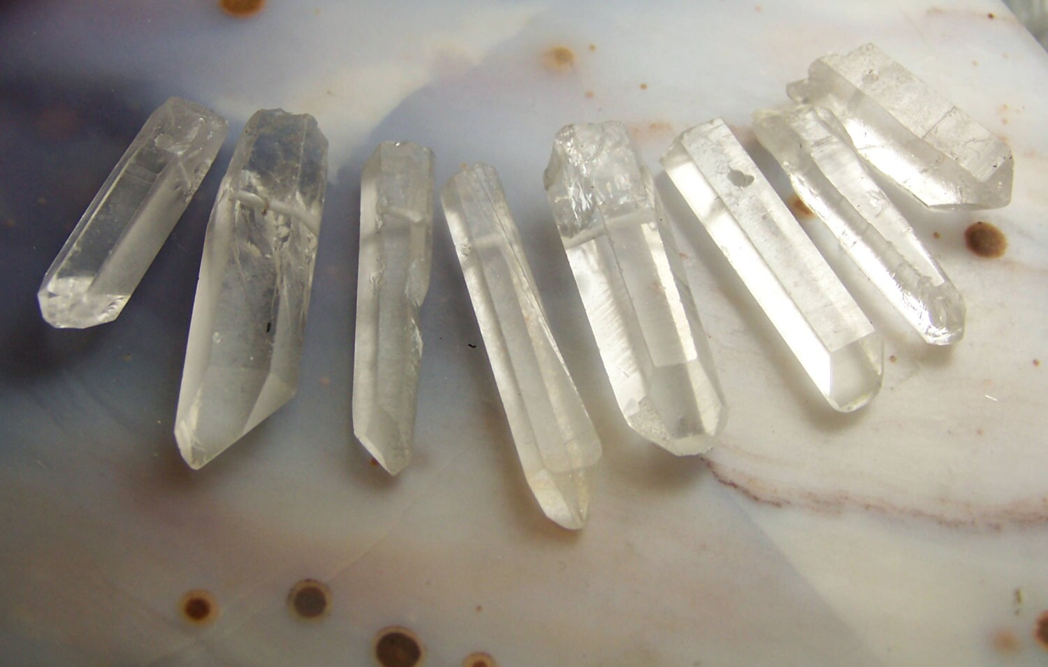 Drilled Quartz crystal point beads natural raw crystals terminated with points 1 inch raw
