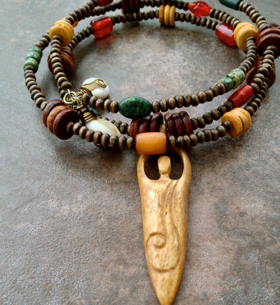 Bone goddess necklace. by Afrocentricme on Etsy