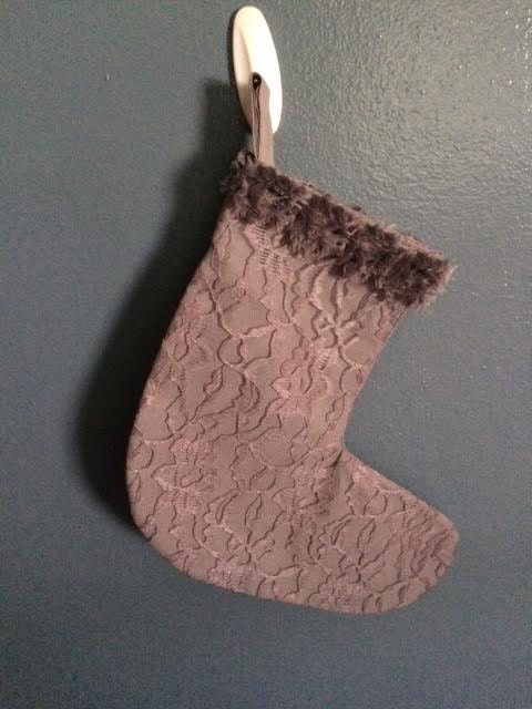 Grey Lace Christmas Stocking