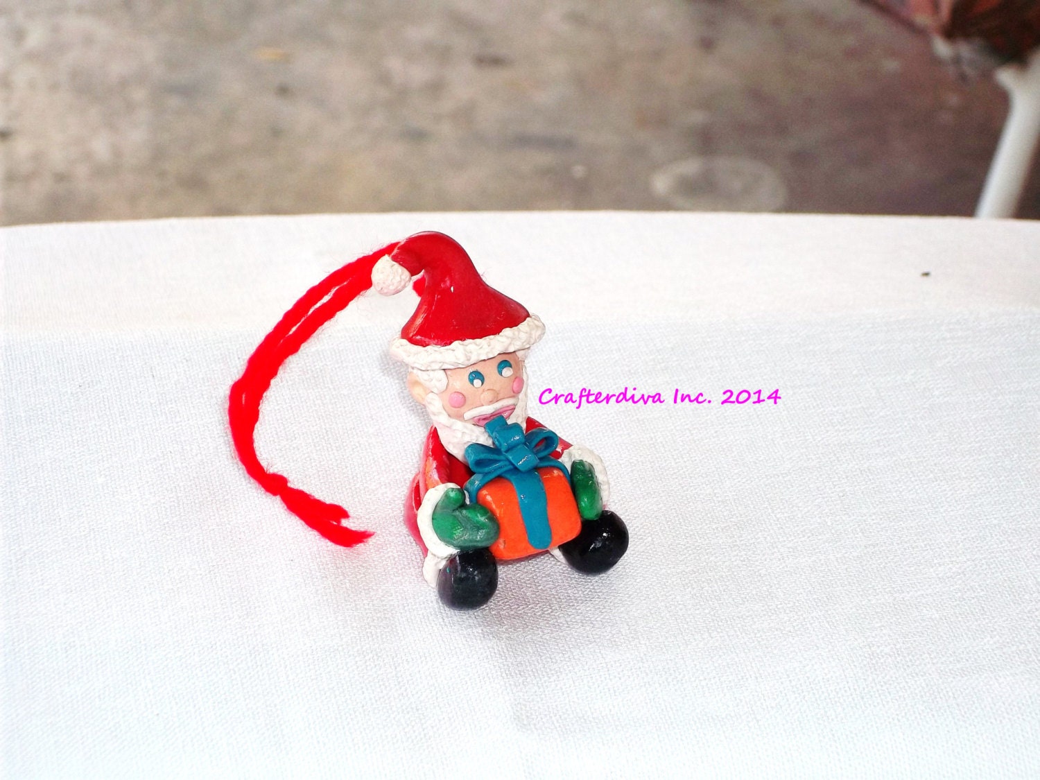 Christmas Ornament, Polymer Clay Ornament, Santa Clause Ornament, Ready to Ship, Handmade Ornament, Clay Ornament