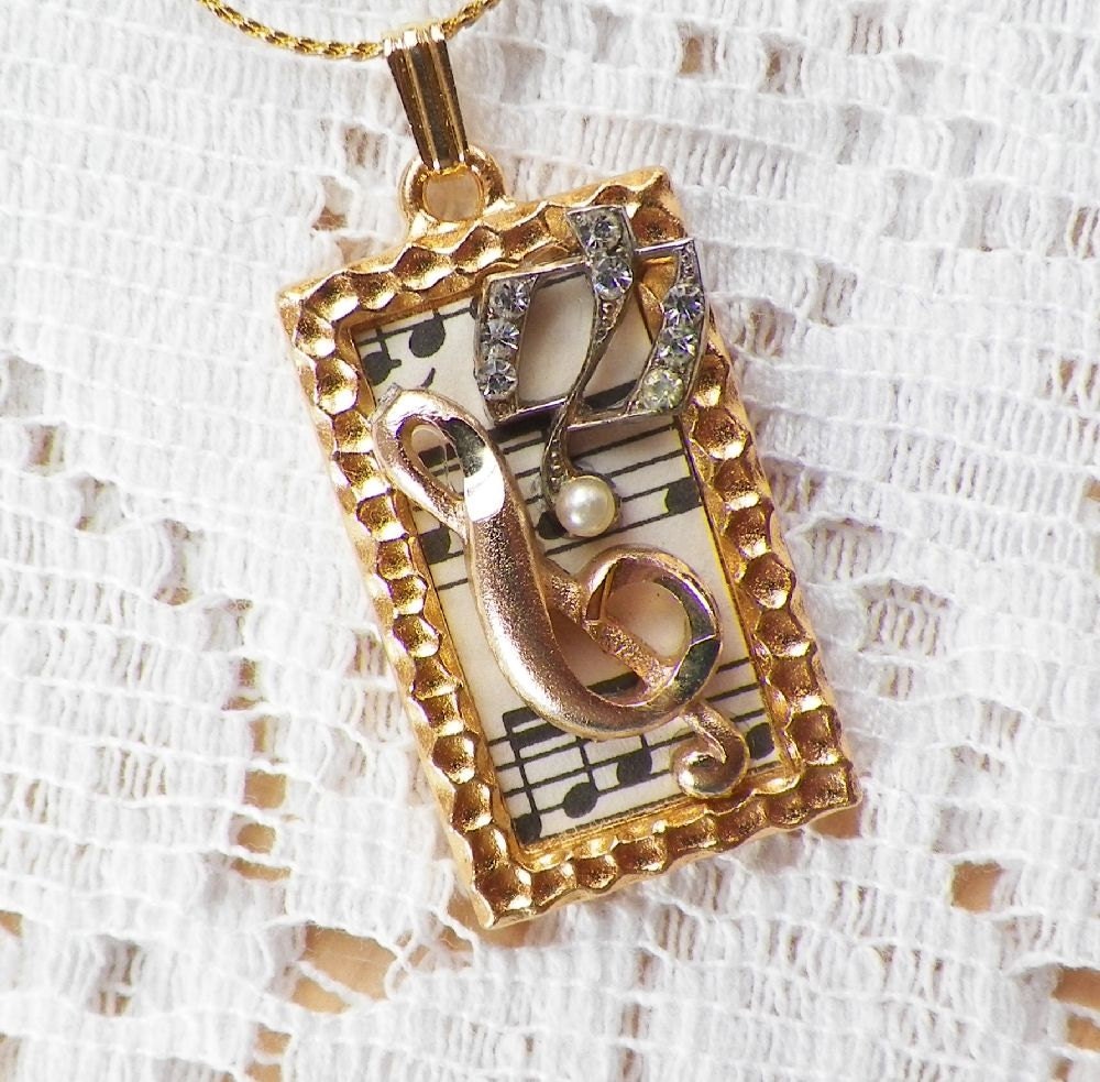 Handmade Music Themed Vintage Jewelry Pieces Mixed Media