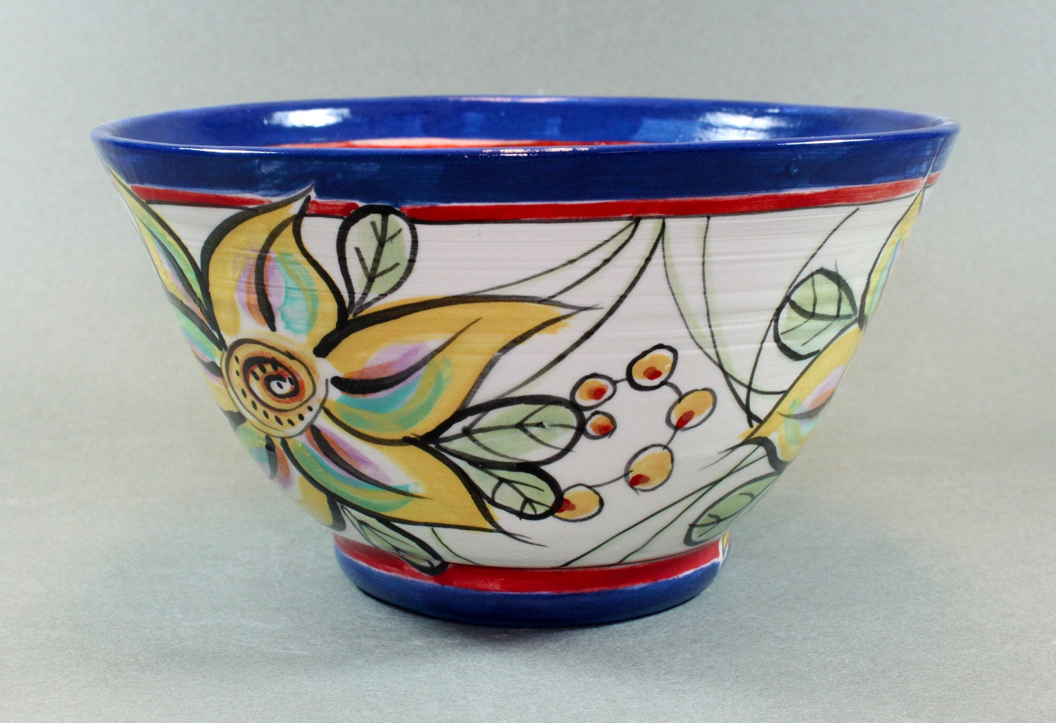 Handmade Pottery Bowl Decorative Hand Painted By Ateliermarla