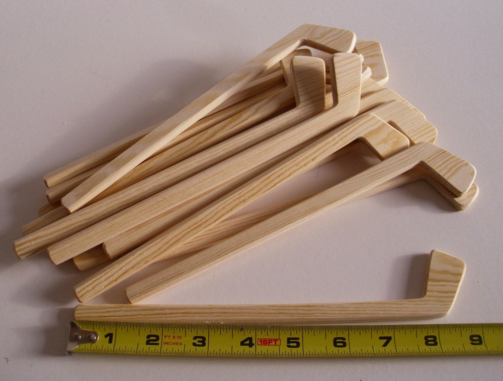 Natural Wood Small Hockey Player Sticks Set of by jacobswoodentoys