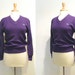 Vintage Izod Lacoste Purple V-Neck 1970s Sweater