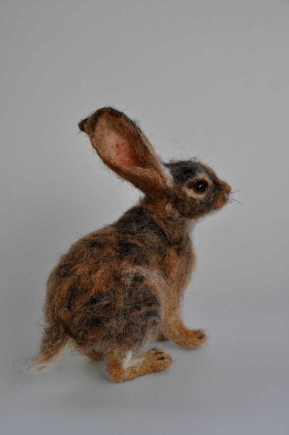 Items similar to Needle felted animal. Cottontail Rabbit Felted soft sculpture.Wool Felt Animals