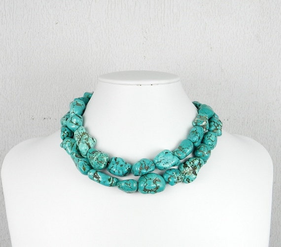 Chunky Turquoise Necklace Long Necklace Megan Fox Celebrity