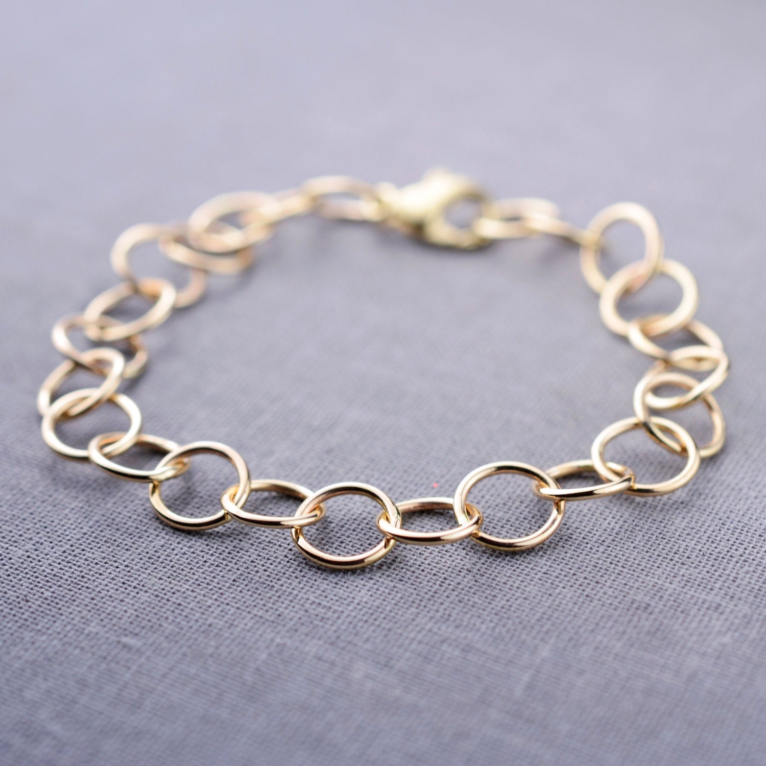 Solid 14K Gold Bracelet Handmade 14K Link by LilyEmmeJewelry