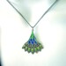 Vintage Enamel Pendant Necklace-Peacock Feather Enamel Jewelry