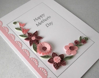 Quilled Mother's Day card, paper quilling flowers, handmade