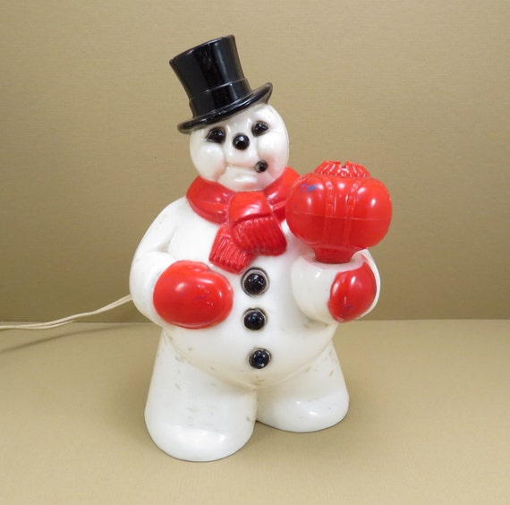 Frosty the Snowman Light Vintage 1950s Plastic Snow Man