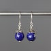 Bright Blue Smooth Round Lapis Earrings with Bali Silver Caps