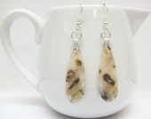 CLEARANCE Fish Eye Agate and Sterling Earrings - Gemstone Earrings - Creamy Brown Earrings - Womens Jewelry - Sterling Silver