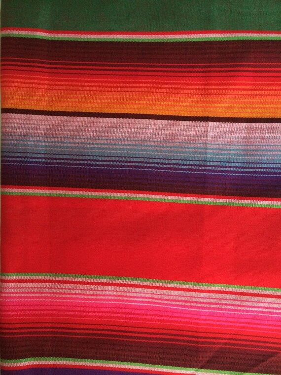 Mexican Red Tone Fabric Serape Sarape Tribal Ethnic Yard Colorful