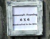 6X6 Picture Frame Distressed White Black Country Primitive Wooden