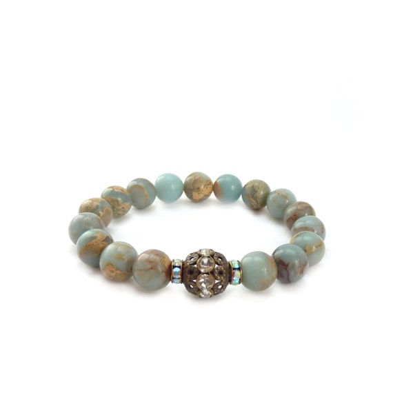 Opal Blue Bracelet Impression Stones Aqua by RockStoneTreasures