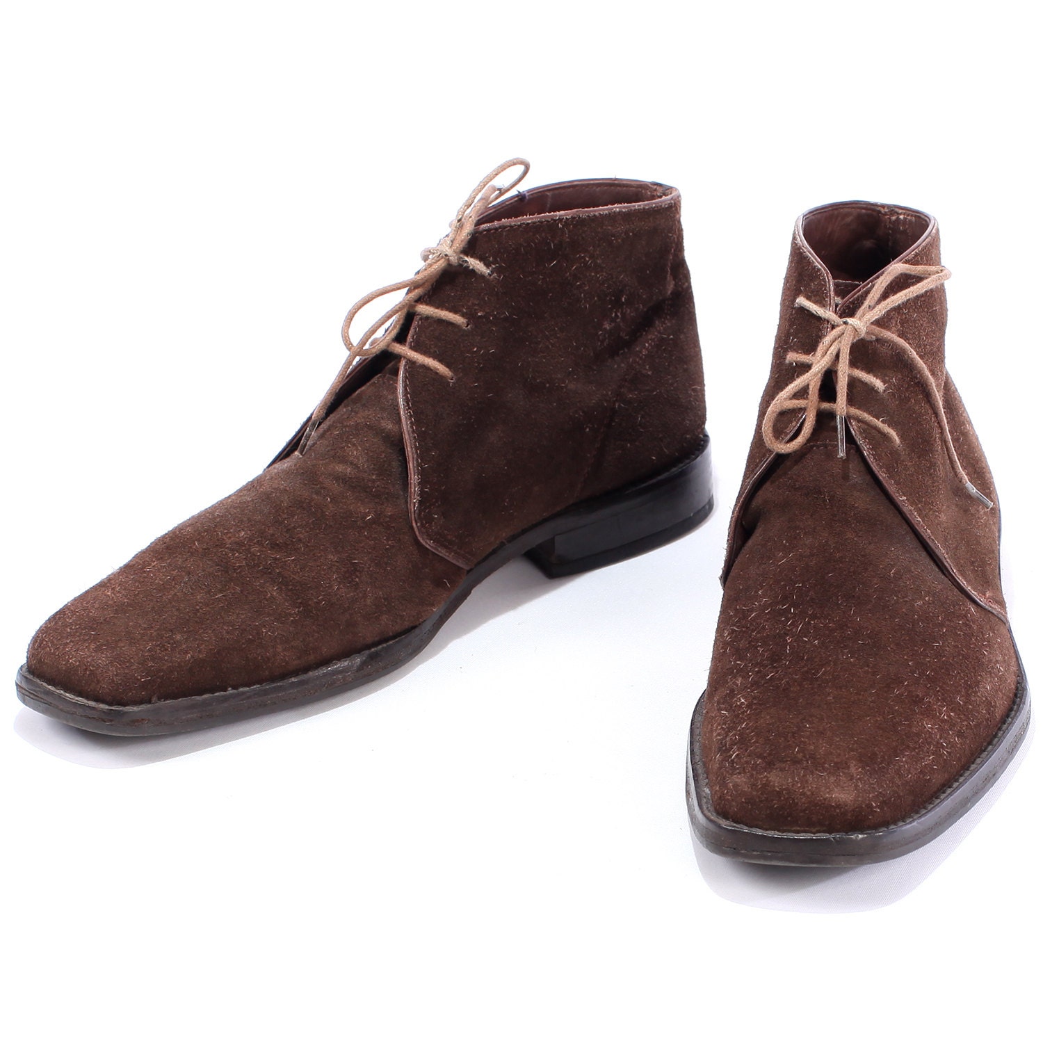 Vintage SUEDE Chukka Boots . Mens 1990s Brown Leather Lace Up
