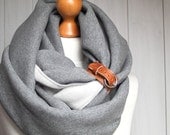 EXTRA CHUNKY Infinity Scarf with leather cuff, high street fashion infinity scarf, cozy SNOOD