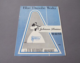 1958 Blue Danube Waltz Piano Sheet Music