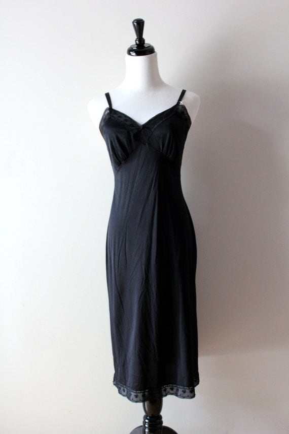 vintage sheer black lingerie dress with satin by wearvintology