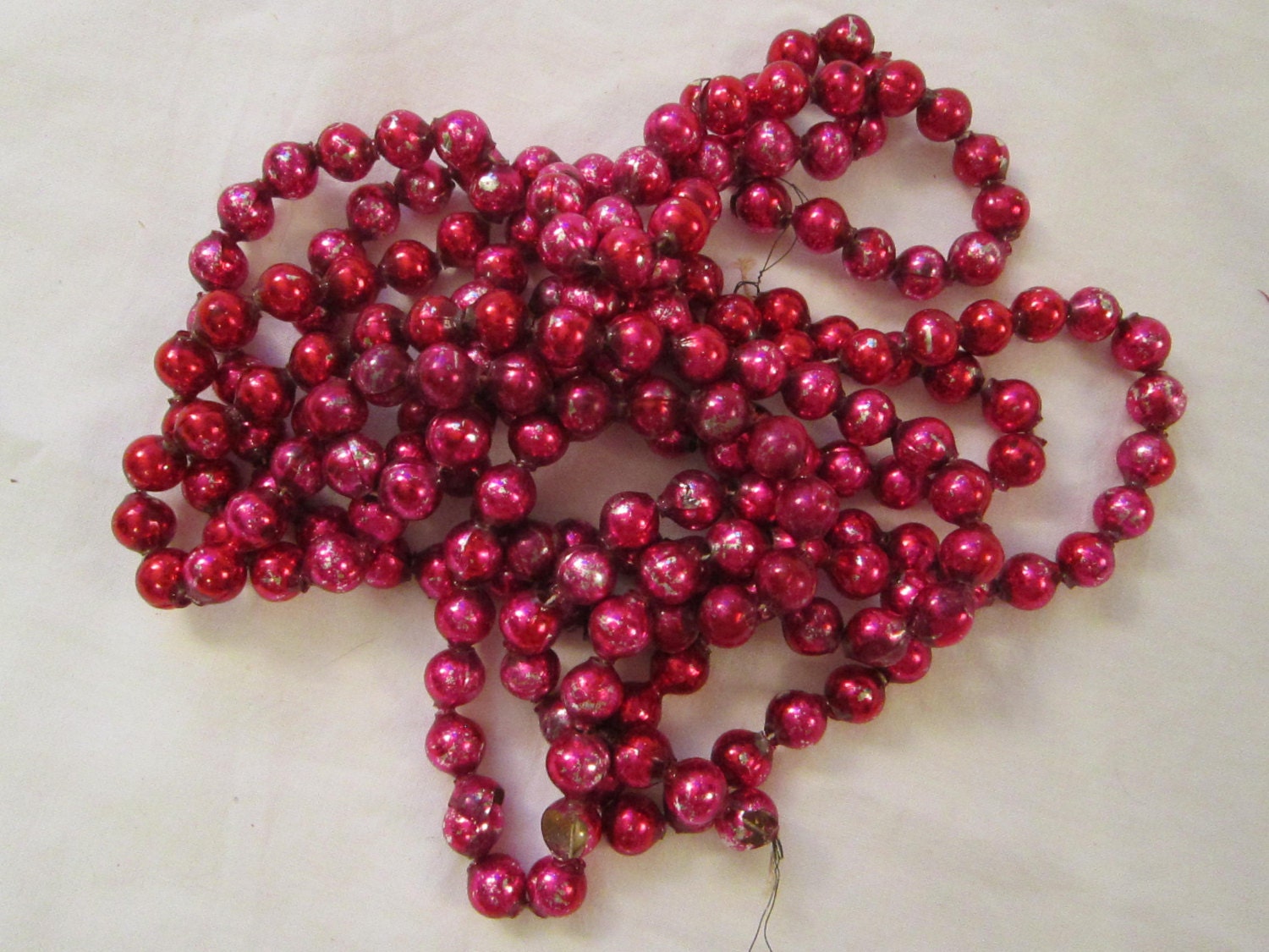 vintage mercury glass garland hot pink beads 99 inches vintage mercury glass garland hot pink beads 99 inches