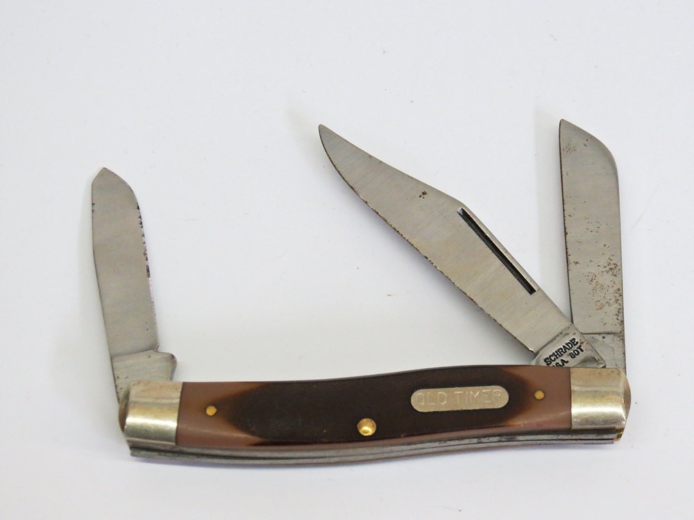 old timer utility pocket knife with clip