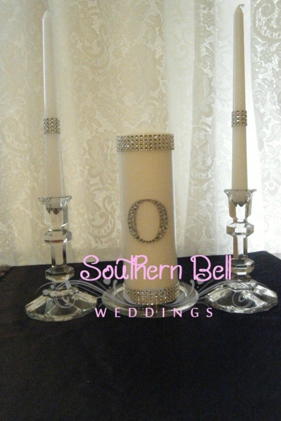 Unity Candle Set BLING COLLECTION Monogram by SouthernBellWeddings