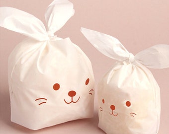 10 White Rabbit Plastic Bags - Brown / L size (5.5 x 9in)