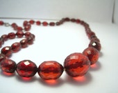 Cherry Amber Bakelite Necklace,Red Bakelite Necklace,Faceted Cherry Amber Bakelite,Bakelite Bead Necklace,Red Necklace,Bakelite,Vintage