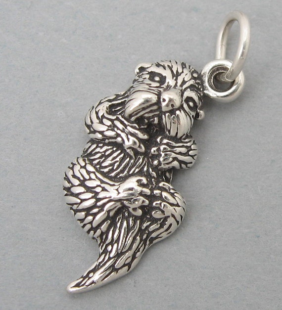 Sterling Silver 925 Charm Pendant SEA OTTER by PinkPolkaDotStore