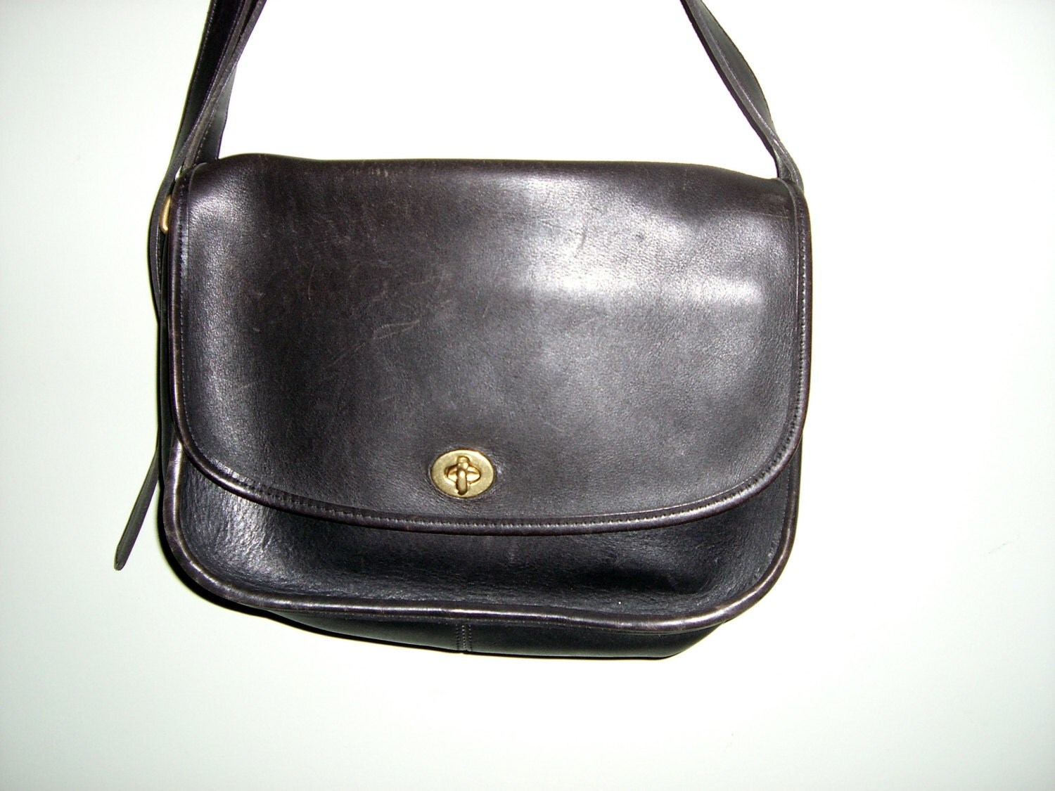 Vintage genuine Coach Leather Handbag by honeybeepollen on Etsy