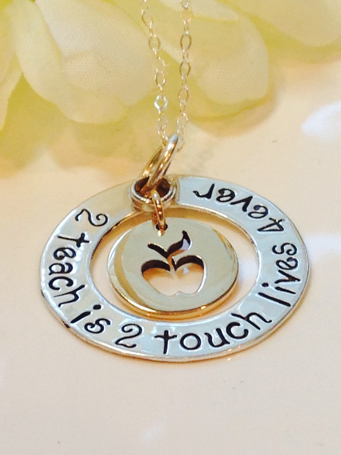 Teachers Necklace Hand Stamped Personalized JewelryTeacher