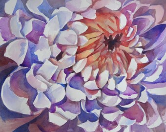 Spider Mum- Floral Watercolor ORIGINAL painting by SriWatercolors - 25 x 18 in