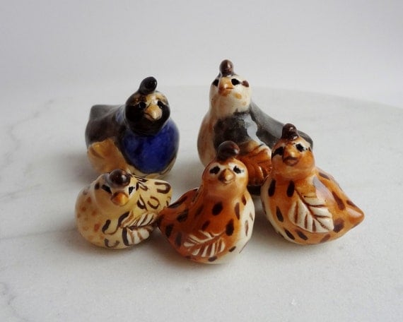 quail family figurines