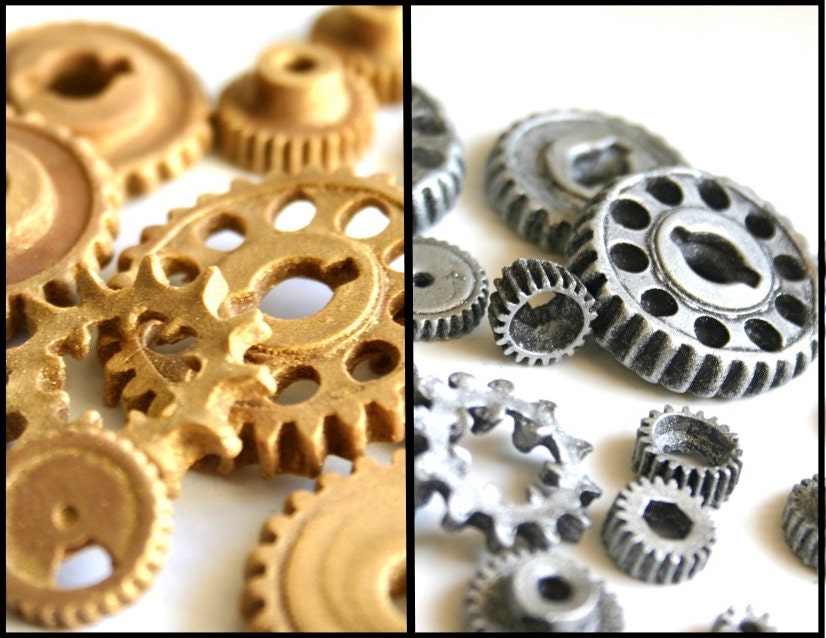 Edible Chocolate Candy Gears® Silver & Gold Mix unique edible embellishments or stand alone candy