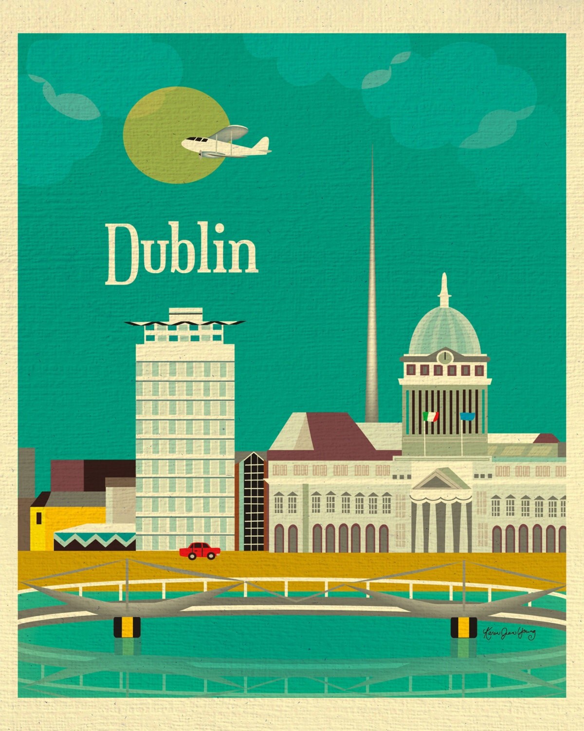 Dublin Ireland Art Print Dublin Skyline Print Dublin Art