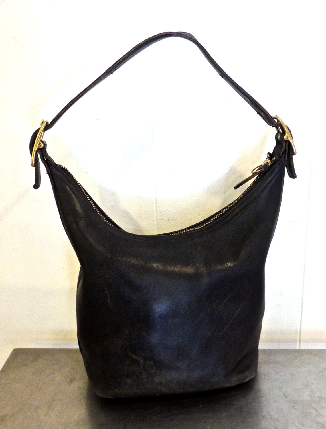 vintage Coach purse 1970s classic black Coach satchel by mkmack