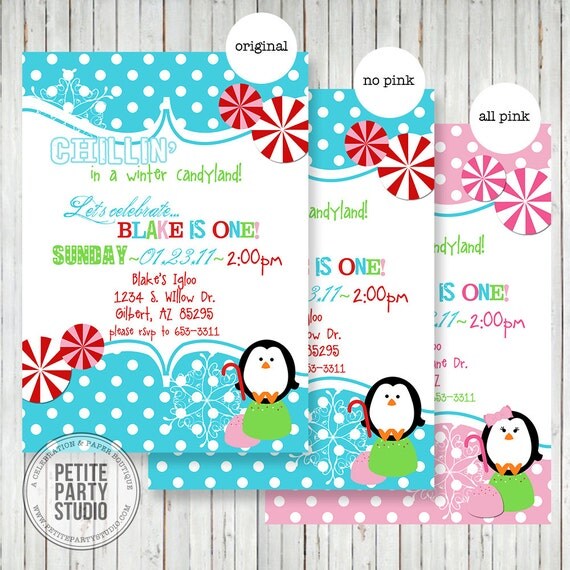 Winter Candyland - Wonderland - Onederland - Printable Party Invitation - Petite Party Studio Il_570xn
