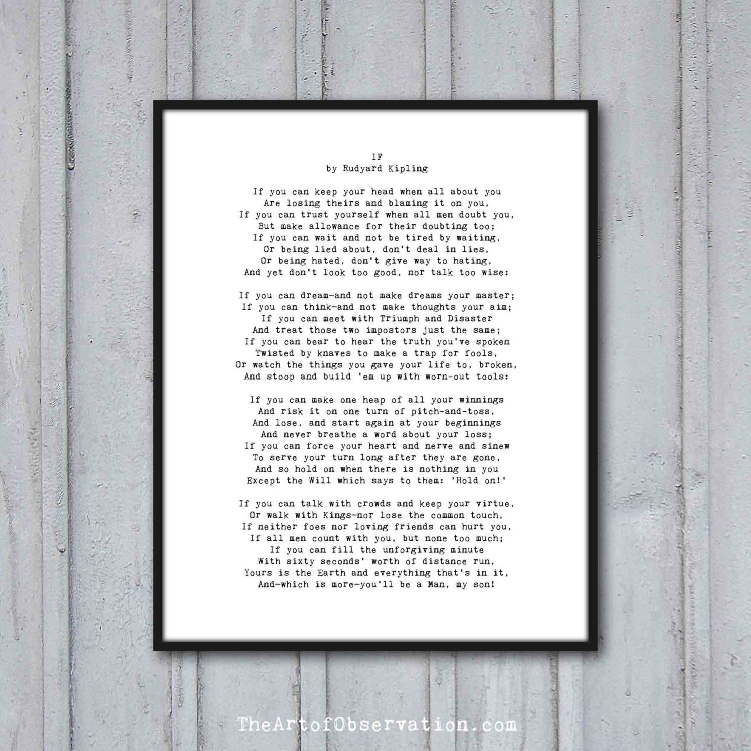 Poem Art Print If Rudyard Kipling graduation gift