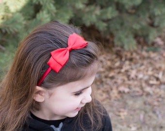Red Satin Bow Headband. Hair Accessories. Girls Hair Accessories. Christmas Headband. Valentine's Day. Red Bow Headband. Red Hard Headband