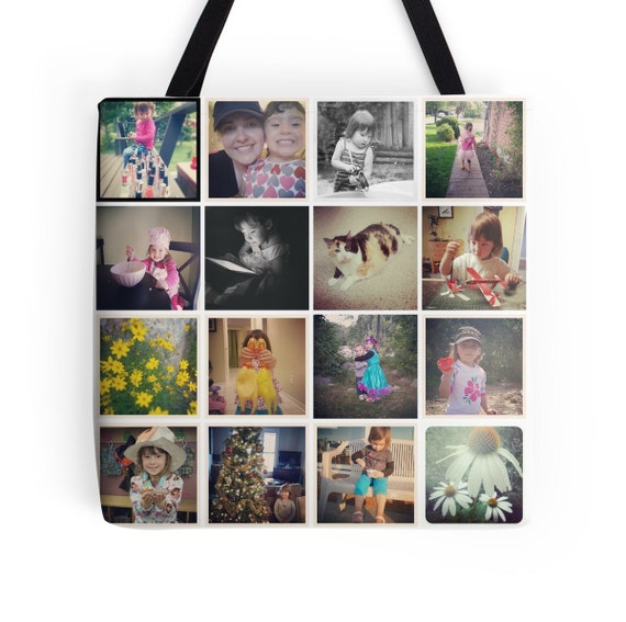 Custom Photo Tote Bag Instagram Picture Collage Tote Bag
