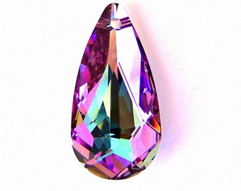 Vitrail Light Swarovski crystal pendant, 24mm teardrop, lavender and pink pendant, qty 1