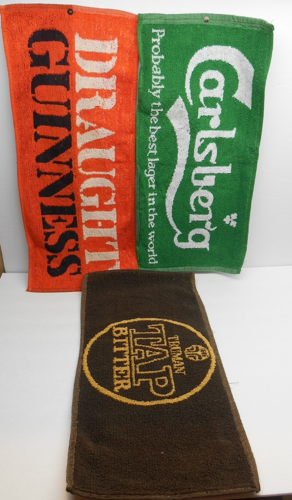 Vintage Beer Bar Towels Draught Guinness Carlsburg Truman