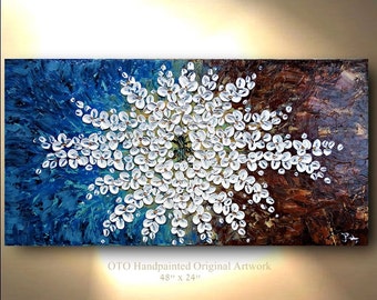 Made to Order 72" Original Flower Painting Abstract Landscape Artwork Heavy Textured Modern Contemporary art Made to Order by OTO