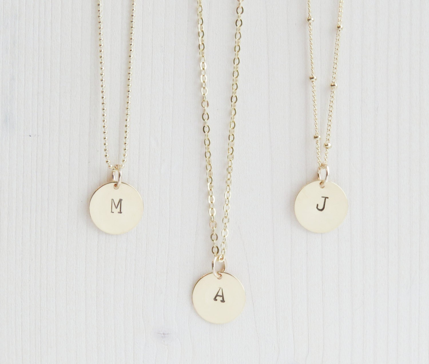 Hand Stamped Gold Initial Necklace Gold Initial Necklace