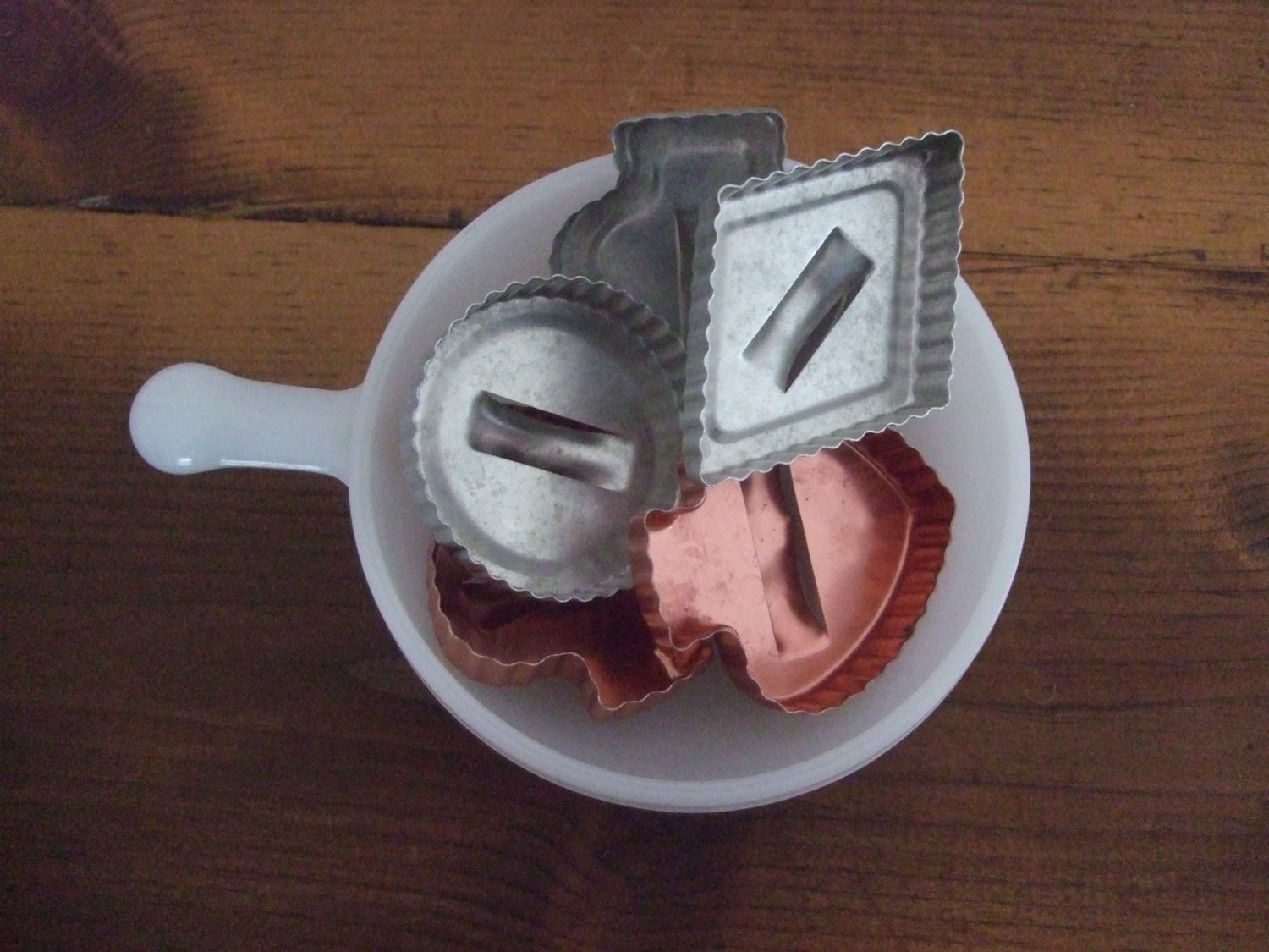 Vintage Aluminum Cookie Cutter Set with Handles by jessamyjay