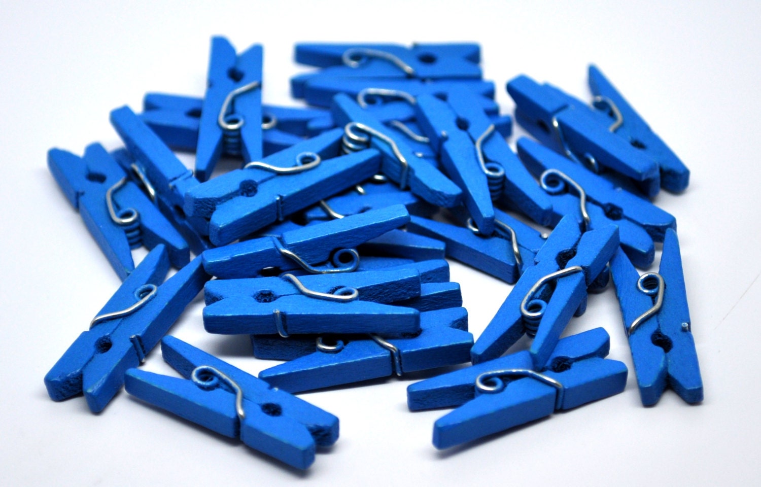 Blue Tiny Clothespins 1 inch Qty 24 Rustic by LouTinenEvents